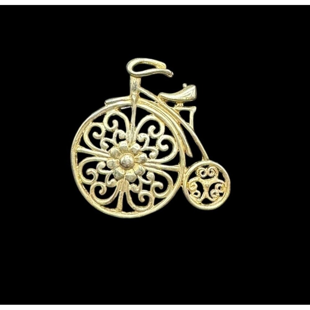 Vintage Silver Tone Penny Farthing Bicycle Elegant Brooch by Danecraft - Y12